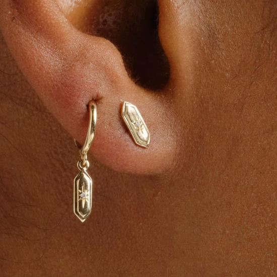  Metier Jewelry 이어링 메티에 주얼리 싱글 14k 아스트라 헥사 다이아몬드 스터드 - OTHER BRANDS