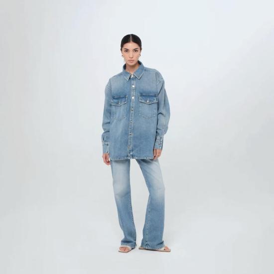  아이콘데님 데님 셔츠 아이콘 데님 노아 셔츠 워시드 블루