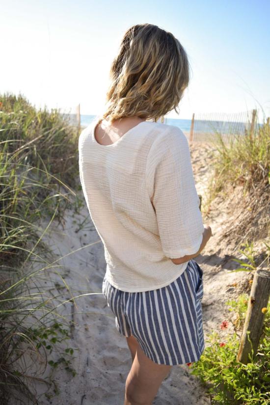  Pamut Apparel USA 반팔 티셔츠 파무트 어패럴 USA 헤이븐 티셔츠 린넨 소재에 리크랙 장식 - OTHER BRANDS