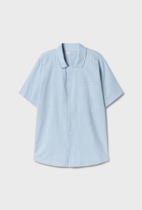  실크 런드리 셔츠 실크 세탁 면 캠프 셔츠 스톰 스트라이프 - SILK LAUNDRY