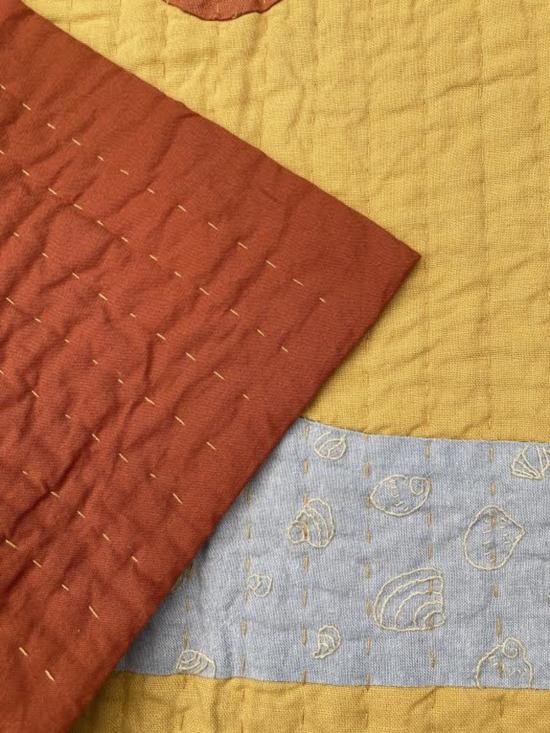  [키즈] Vanessa Chow 침구 바네사 초우 키즈 오션 퍼시픽 웨스트 자수 쉘 블랭킷 머스타드/번트 오렌지 - OTHER BRANDS