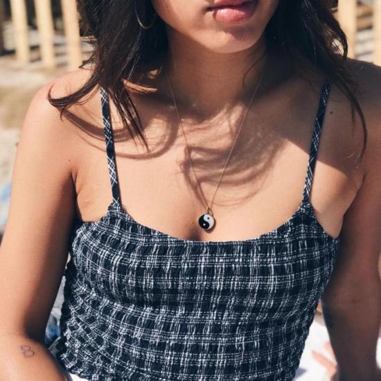  타린 토마스 목걸이/팬던트 인 양 에버렛 목걸이 (흰색 자개/검은색 오닉스)