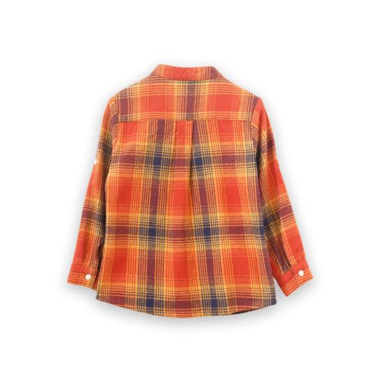  [키즈] Beet World 셔츠 키즈 비트 월드 긴팔 플란넬 체크 셔츠 오렌지 플래드 - BEET WORLD