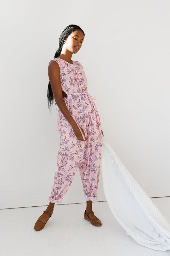  카론 칼라한 점프수트 캐론 캘러핸 고아  핑크 코랄 플로럴 - CARON CALLAHAN