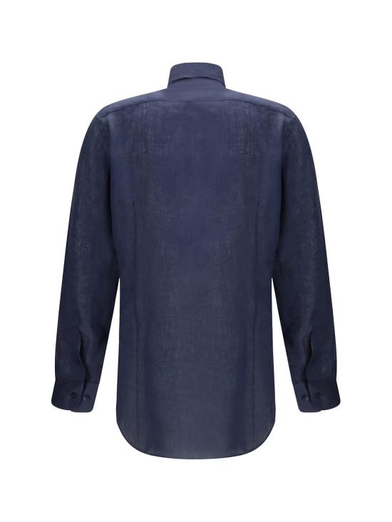  에트로 셔츠 린넨 , 대비되는 색상의 페가소 자수 로고 - ETRO