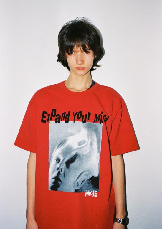  WHOLE 반팔 티셔츠 마음을 완전히 넓혀보세요 탑 체리 레드