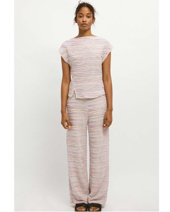  리타 반팔 티셔츠 로우 자신타 니트 탑 머메이드 멀티코 - RITA