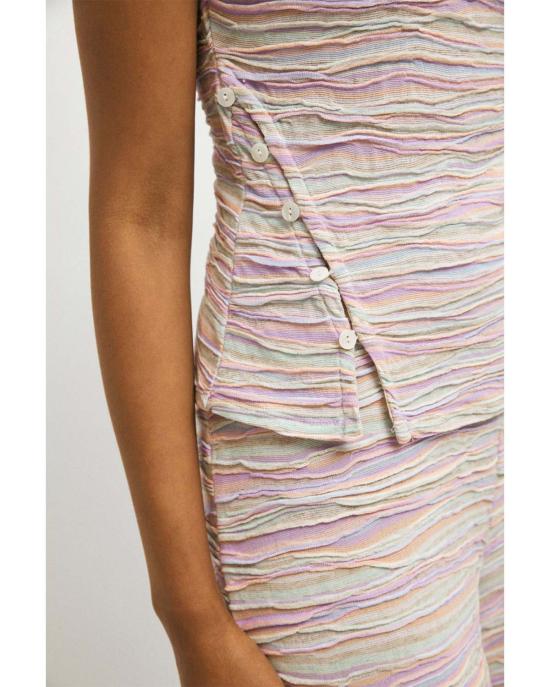  리타 반팔 티셔츠 로우 자신타 니트 탑 머메이드 멀티코 - RITA