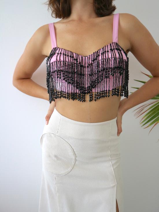  애슐리 윌리엄스 브라 비즈 장식  핑크 - ASHLEY WILLIAMS