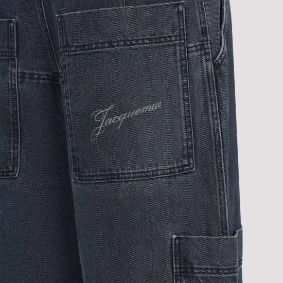  자크뮈스 데님 팬츠 Jacquemus Le Cargo De Nimes Carre Jeans 네이비 - JACQUEMUS