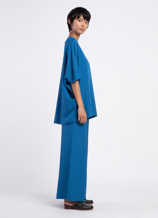  KAAREM 튜닉 카렘 카이트 라운드넥 실크  탑 코발트 블루 - OTHER BRANDS