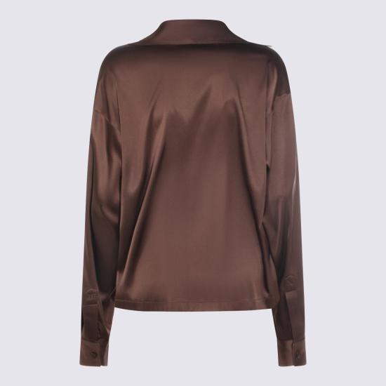  톰포드 긴팔 티셔츠 톰 포드 브라운 실크 폴로 셔츠 브라운 - TOMFORD