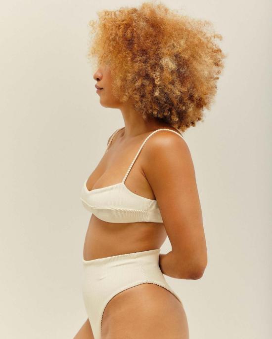  하이트 비키니 수영복 헤이트 아가사 리브드 비키니 탑 화이트 클레이 - HAIGHT