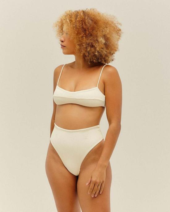  하이트 비키니 수영복 헤이트 아가사 리브드 비키니 탑 화이트 클레이