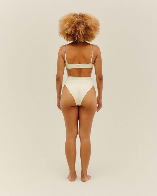  하이트 비키니 수영복 헤이트 아가사 리브드 비키니 탑 화이트 클레이 - HAIGHT
