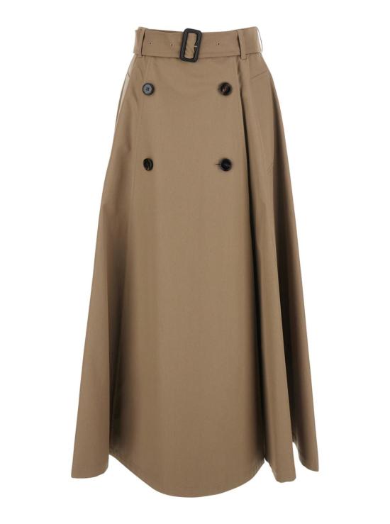  버버리 롱 스커트 조절 가능한  버튼 여밈 스커트 베이지