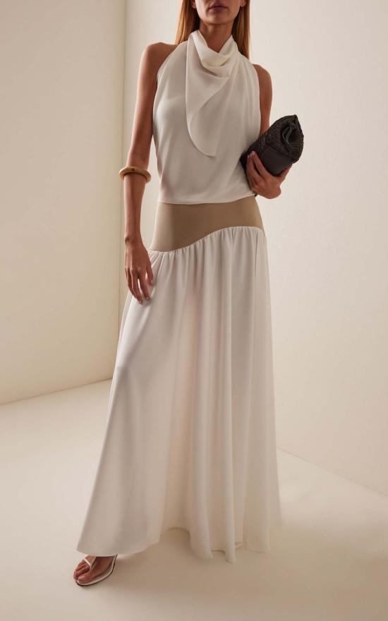  슬론 롱 스커트 웨이브 크레이프  아이보리