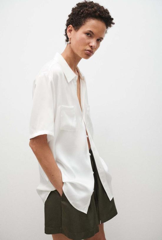  실크 런드리 셔츠 반팔 보이프렌드 셔츠 화이트 - SILK LAUNDRY