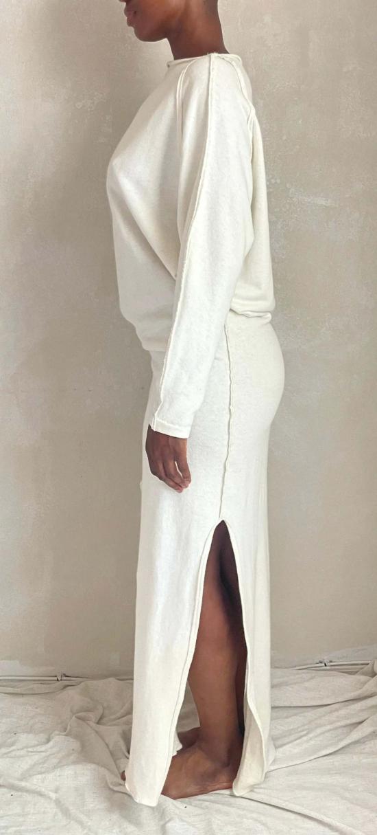  세레스 모네 롱 원피스 돌먼 슬리브 드레스 화이트 - CERES MONAE