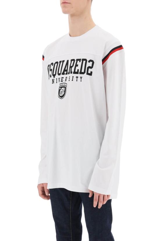  디스퀘어드2 긴팔 티셔츠 Dsquared2 긴팔 바시티 티셔츠 화이트 - DSQUARED2