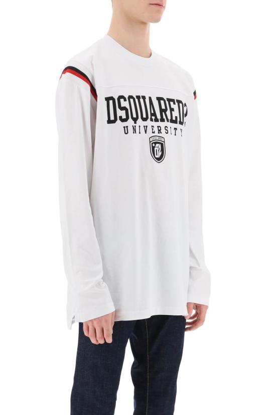 디스퀘어드2 긴팔 티셔츠 Dsquared2 긴팔 바시티 티셔츠 화이트 - DSQUARED2
