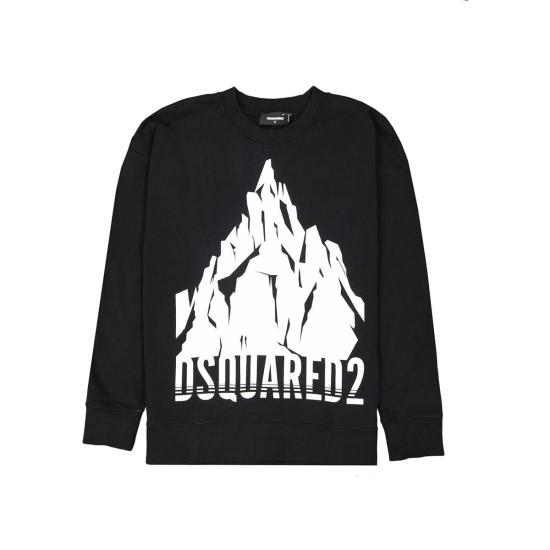  디스퀘어드2 긴팔 티셔츠 Dsquared2 코튼 로고 스웨트셔츠 블랙