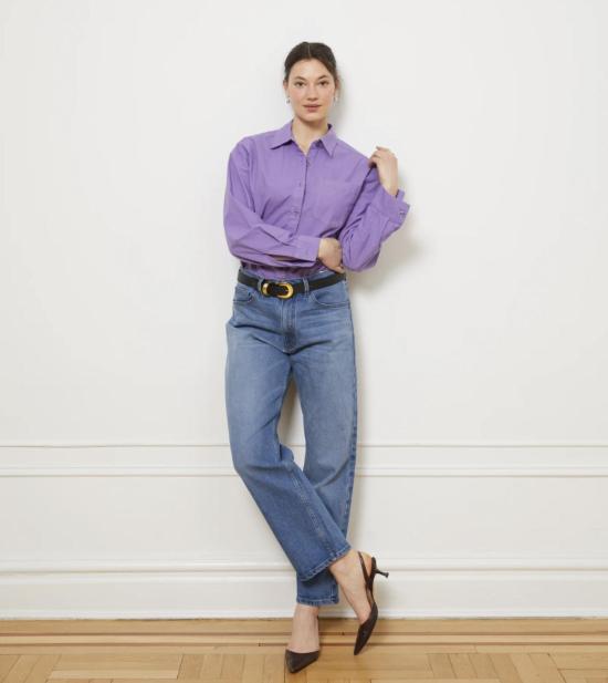  Loup 셔츠 Diana 릴렉스 버튼업 셔츠 퍼플 - LOUP