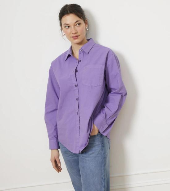  Loup 셔츠 Diana 릴렉스 버튼업 셔츠 퍼플 - LOUP