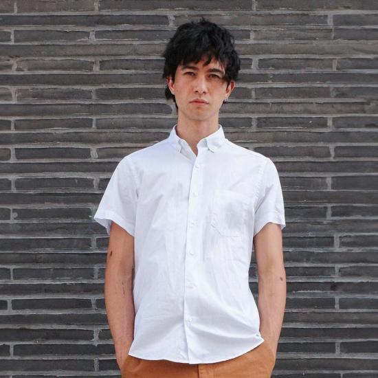  Steven Alan 반팔 셔츠 스티븐 앨런 반팔 싱글 니들  블루 마이크로 스트라이프