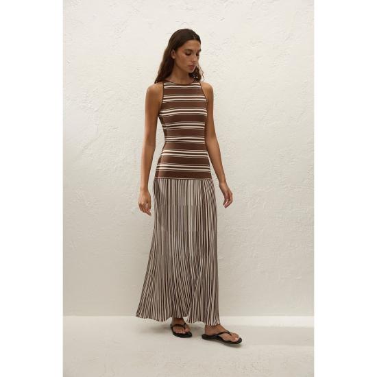  페이스풀더브랜드 롱 원피스 페이스풀 더 브랜드 토레 맥시 드레스 옴브레 스트라이프 매크로 캐롭 - FAITHFULL THE BRAND