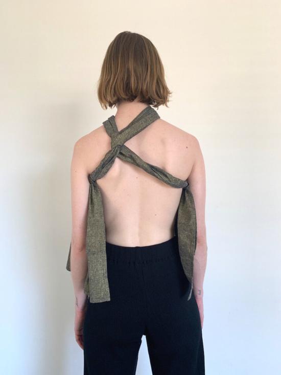  DÉSIRÉEKLEIN 블라우스 DÉsirÉeklein 스파클 리넨 빅 티에스 피스 블랙 글리터 - OTHER BRANDS