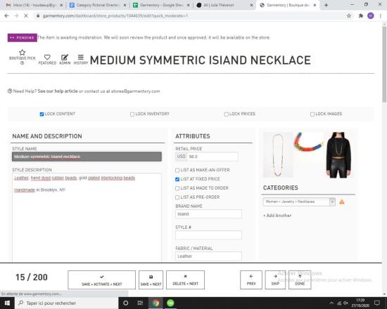  줄리 테브노 목걸이/팬던트 줄리 테베노 미디엄 시메트릭 이시안드 목걸이 (금도금) - JULIE THEVENOT