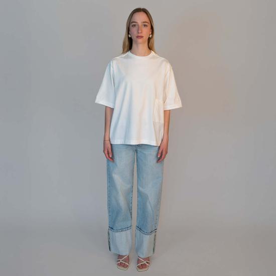  타나카 반팔 티셔츠 박시 티 화이트