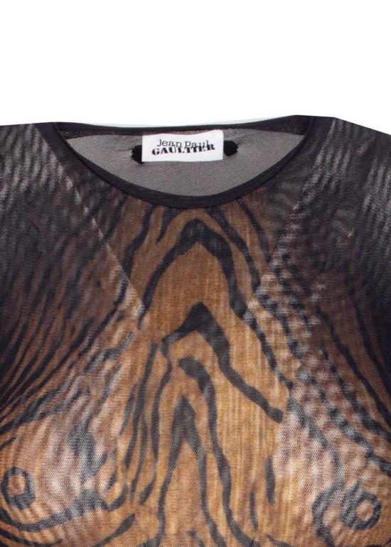  장 폴 고티에 긴팔 티셔츠 우드 프린트 롱슬리브 탑 - JEAN PAUL GAULTIER