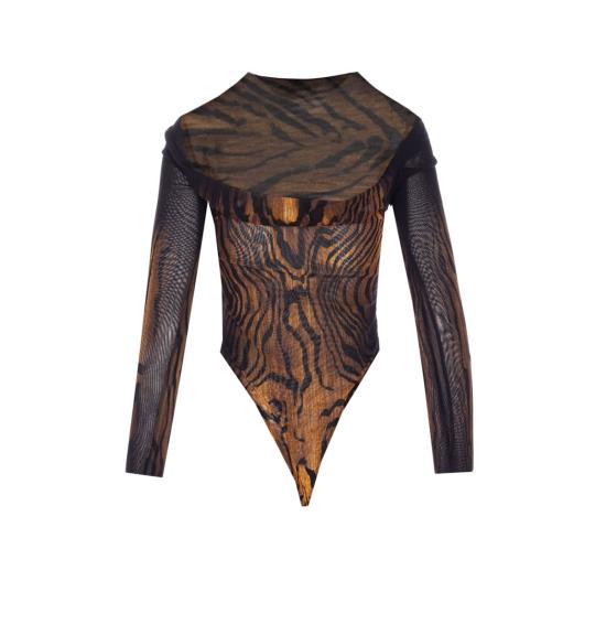  장 폴 고티에 긴팔 티셔츠 우드 프린트 롱슬리브 탑 - JEAN PAUL GAULTIER