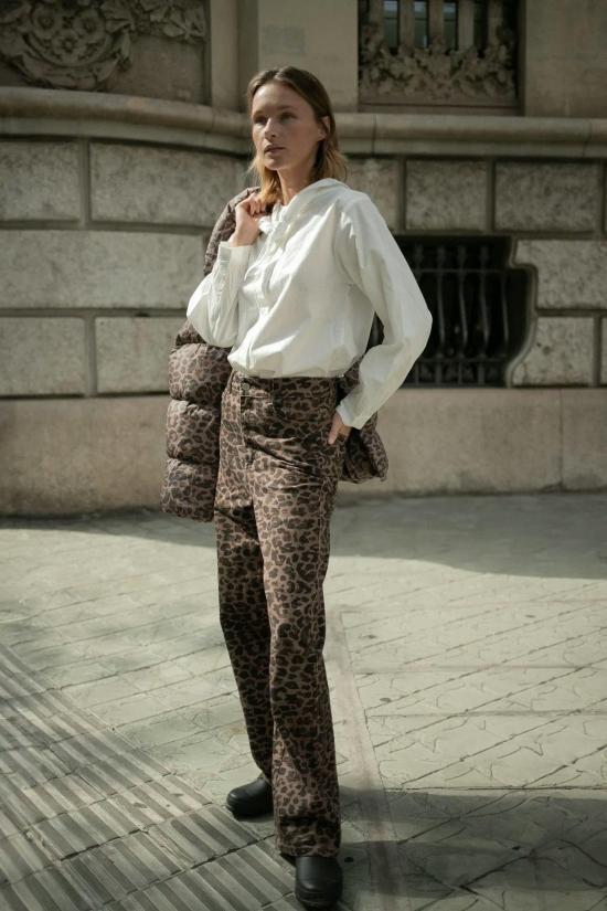  TINY BIG SISTER 스트레이트 팬츠 타이니 빅 시스터 베르타 애니멀 프린트 롱 데님 팬츠 - OTHER BRANDS