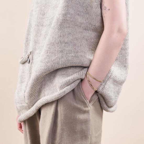  Xenia Telunts 베스트 크세니아 텔런츠 핸드니트 울 피셔맨  (염색 안 한 오트밀 색상) - OTHER BRANDS