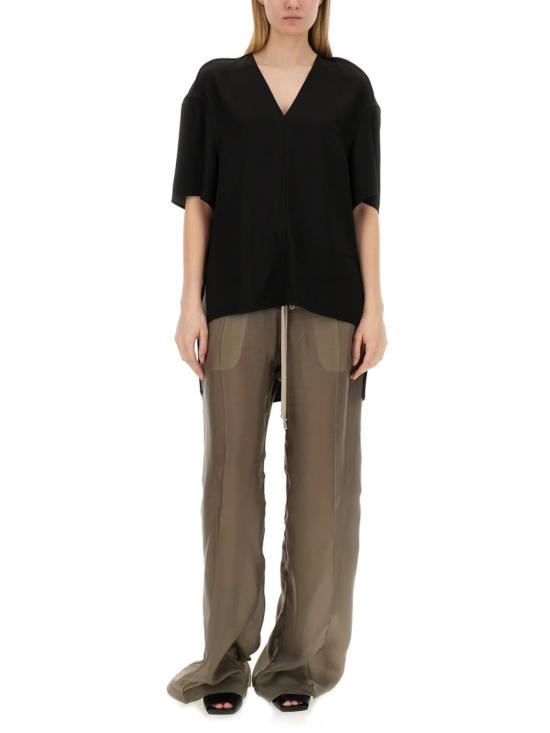  릭 오웬스 반팔 티셔츠 브이넥 티셔츠 블랙 - RICK OWENS