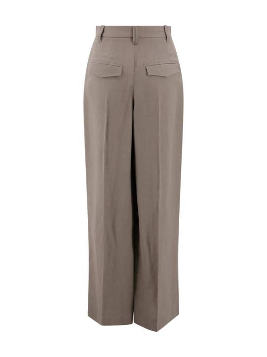  브루넬로 쿠치넬리 스트레이트 팬츠 오가닉 린넨 블렌드 브라운 컬러 테일러드 팬츠 - BRUNELLO CUCINELLI