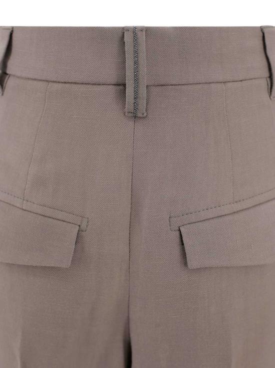  브루넬로 쿠치넬리 스트레이트 팬츠 오가닉 린넨 블렌드 브라운 컬러 테일러드 팬츠 - BRUNELLO CUCINELLI
