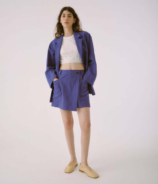  사야카 다비스 뉴욕 반팔 티셔츠 사야카 데이비스 뉴욕 크링클드 쁘띠 니트 티셔츠 화이트 - SAYAKA DAVIS NEW YORK