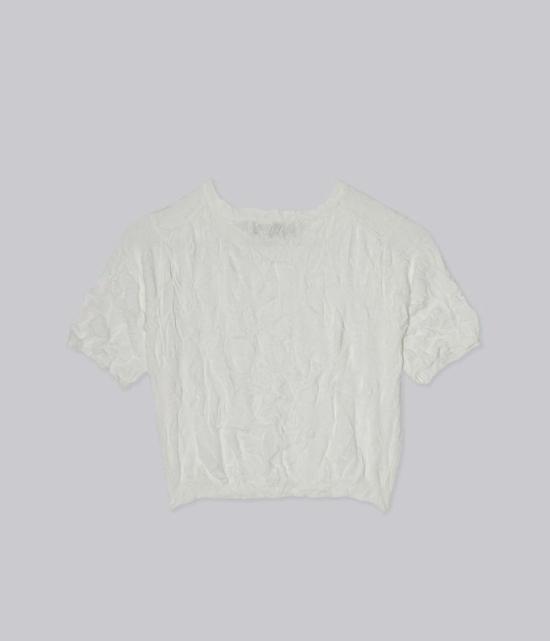  사야카 다비스 뉴욕 반팔 티셔츠 사야카 데이비스 뉴욕 크링클드 쁘띠 니트 티셔츠 화이트 - SAYAKA DAVIS NEW YORK