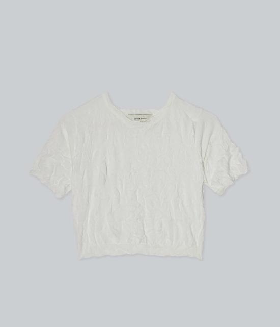  사야카 다비스 뉴욕 반팔 티셔츠 사야카 데이비스 뉴욕 크링클드 쁘띠 니트 티셔츠 화이트 - SAYAKA DAVIS NEW YORK