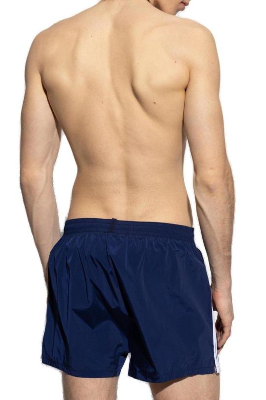  디스퀘어드2 숏팬츠 Dsquared2 로고 자수 드로스트링 수영 반바지 (블루) - DSQUARED2