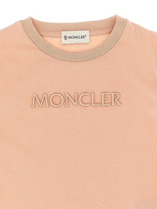  [키즈] 몽클레어 트레이닝 상의 몽클레르 로고 자수 티셔츠 (핑크) 키즈용 - MONCLER