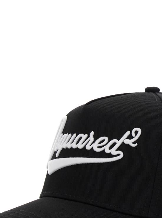  디스퀘어드2 모자 Dsquared2 로고가 있는 블랙 야구 - DSQUARED2