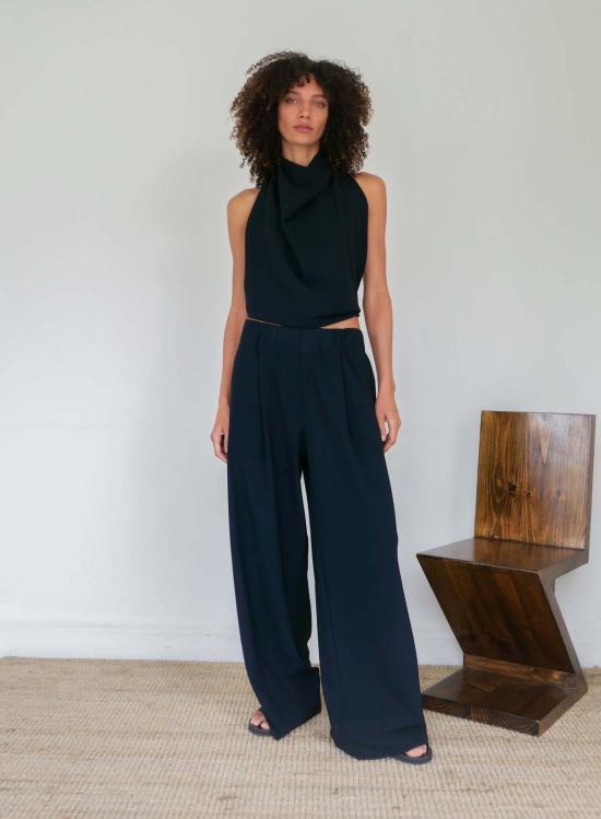  Sloan 스트레이트 팬츠 슬론 크레이프 울 보이프렌드 팬츠 네이비