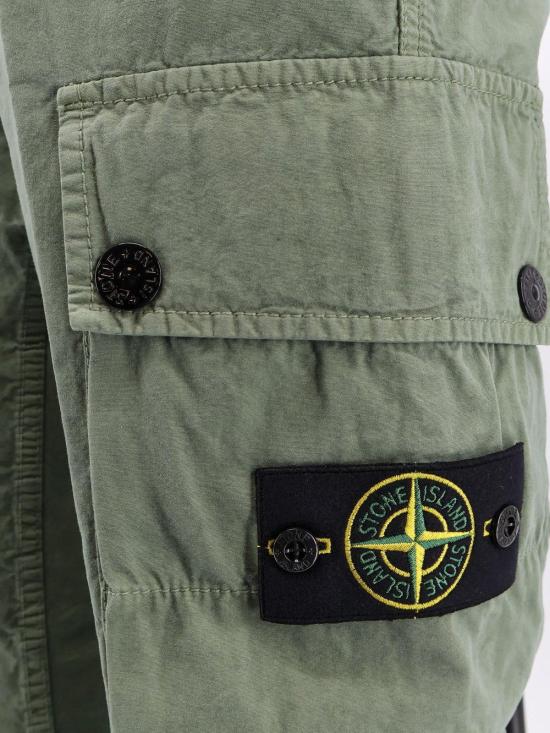 스톤 아일랜드 스트레이트 팬츠 브러시드 올드 이펙트 슬림핏 카고 팬츠 베르데 - STONE ISLAND