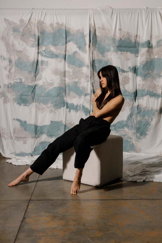  Pamut Apparel USA 스트레이트 팬츠 Pamut Apparel Usa River 리넨 팬츠 블랙 - OTHER BRANDS