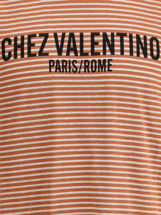  발렌티노 가라바니 반팔 티셔츠 Valentino Garavani 스트라이프 티셔츠 Burromandarino - VALENTINO GARAVANI